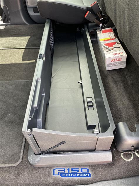 2010 f150 black metal box under rear seat|ford f250 rear seat box.